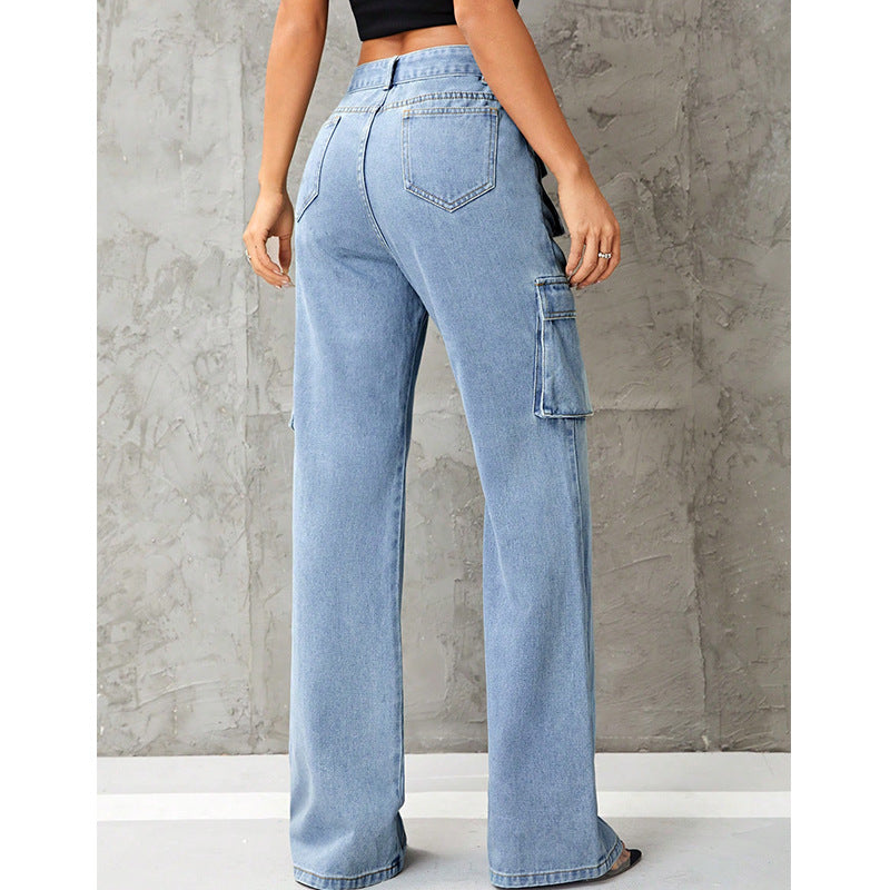 High Waist Work Clothes Slimming Denim Trousers