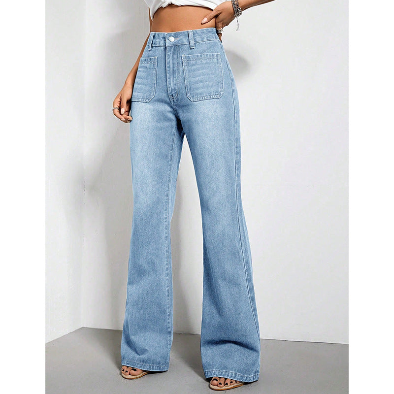 Loose High Waist Denim Trousers