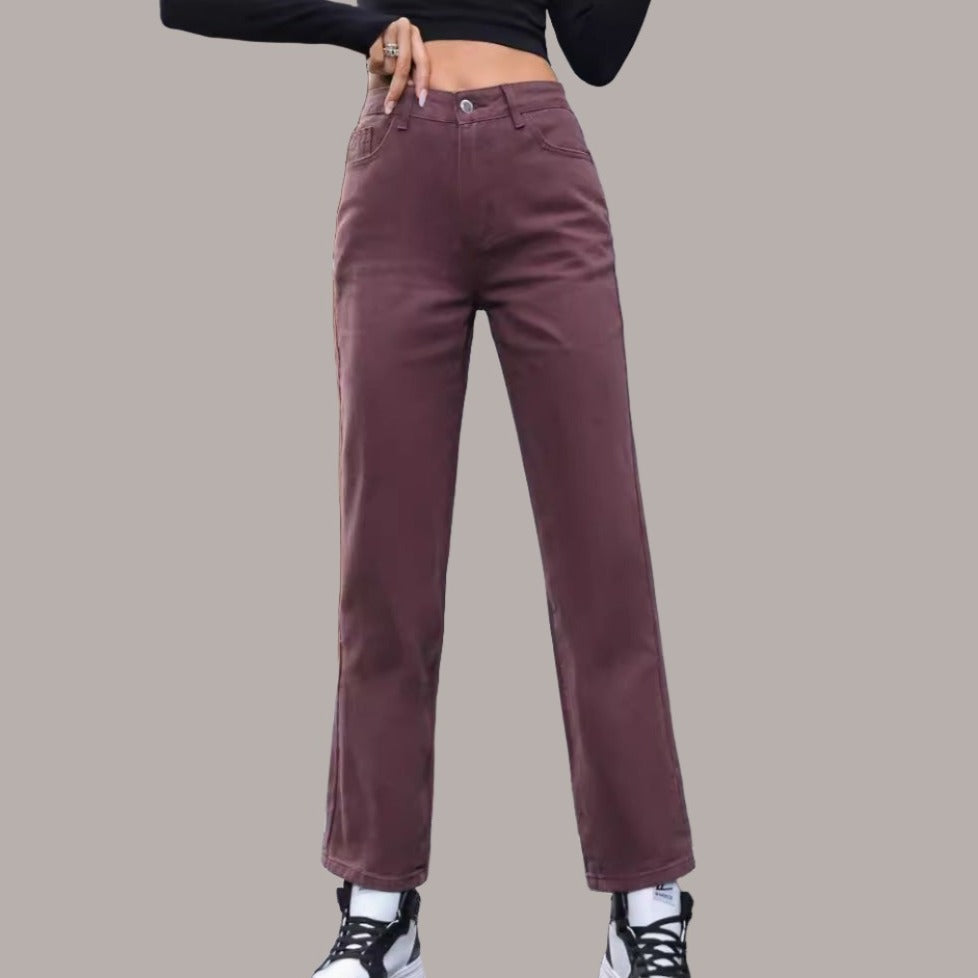 Retro Fashion High Waist Straight-leg Denim Pants