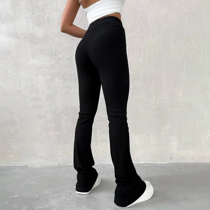 Solid High Waist Hip-Wrapping Elasticated Casual Daily Versatile Pants