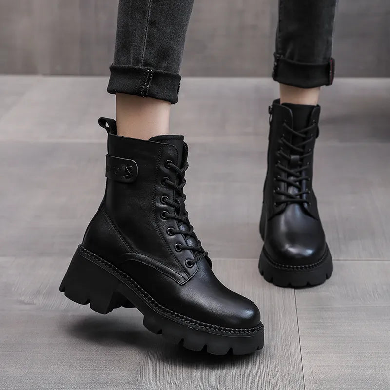 Round-Toe Flat Zipper Boots